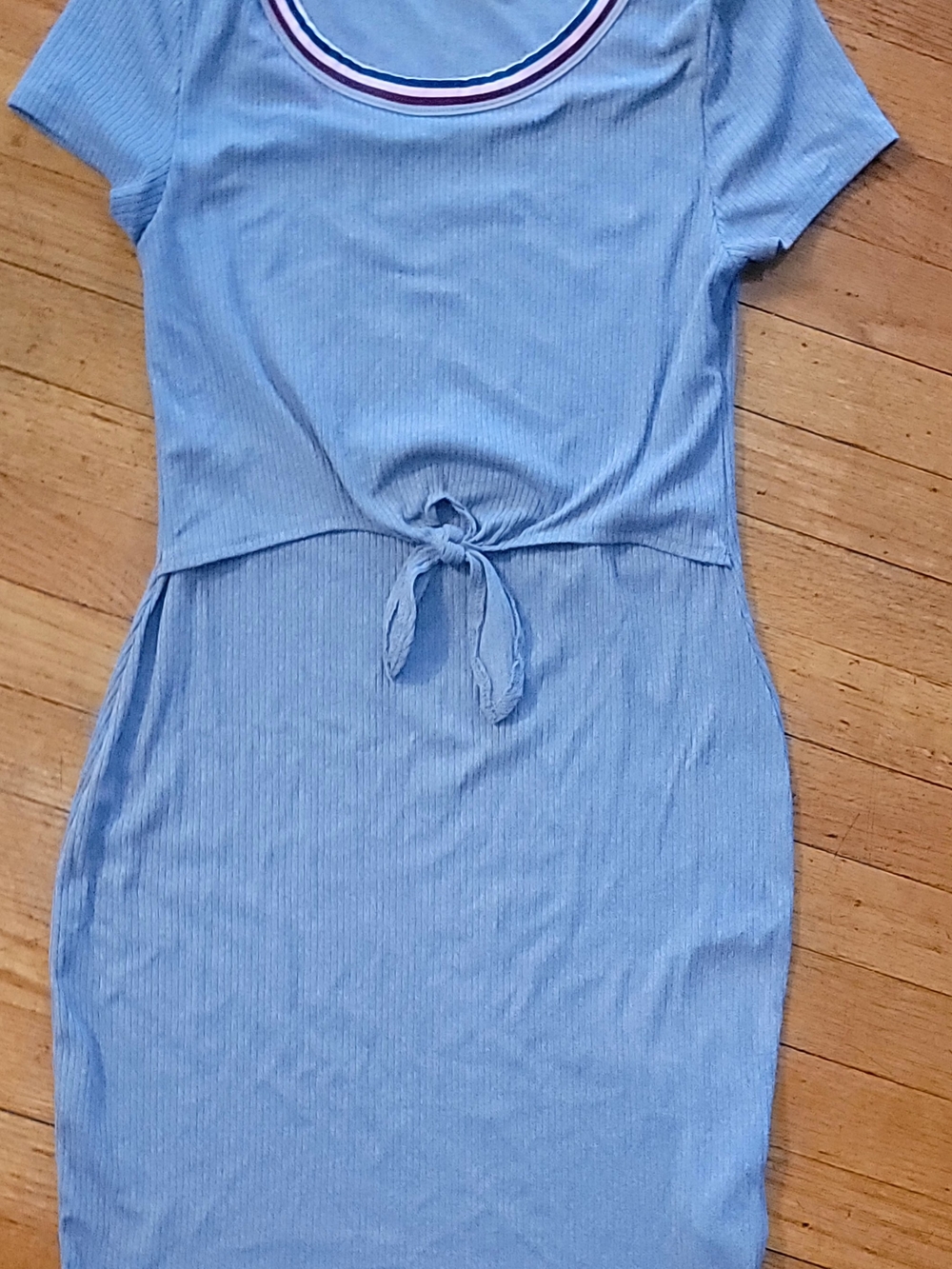 Epic Threads Light Gray Ribbed Tie-Front Mini Dress
